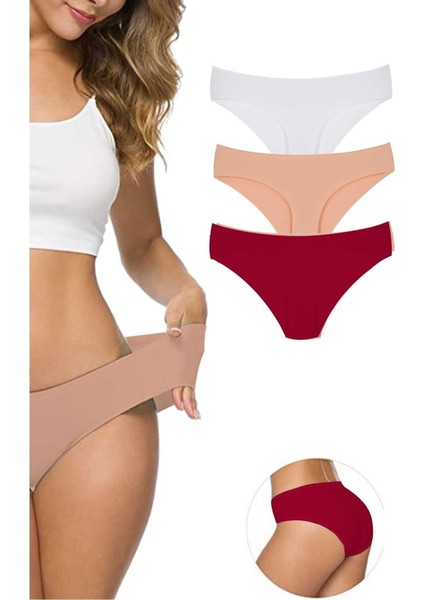 3 Adet Kadın Dikişsiz Lazer Kesim Esnek İz yapmayan Külot S7