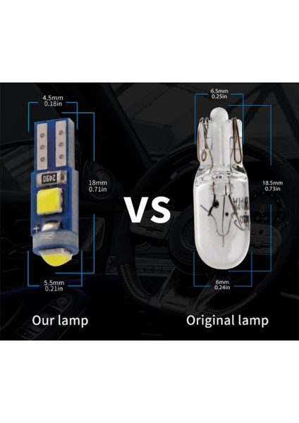 5 Adet Beyaz T5 LED Kilometre Kadran Ambians Aydınlatma Ampulü