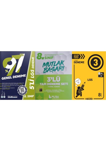 8. Sınıf 3'lü LGS Deneme, Pruva LGS 5'li Deneme, Muba Mutlak Başarı 3'lü LGS Deneme
