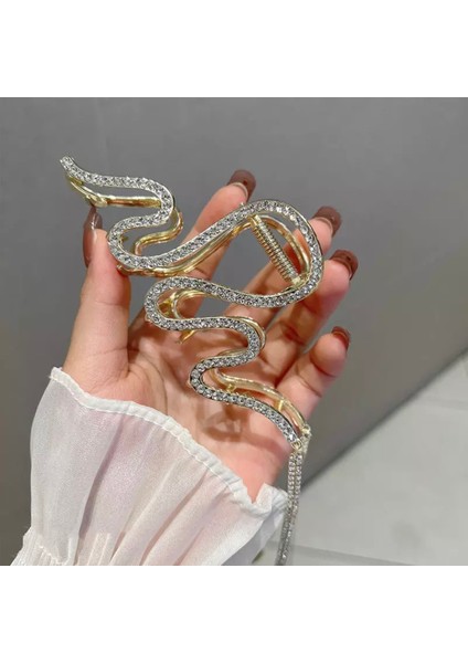 Yılan Figürlü Parlak Taşlı Sallantılı Metal Lüks Mandal Toka - Gümüş fiyatları