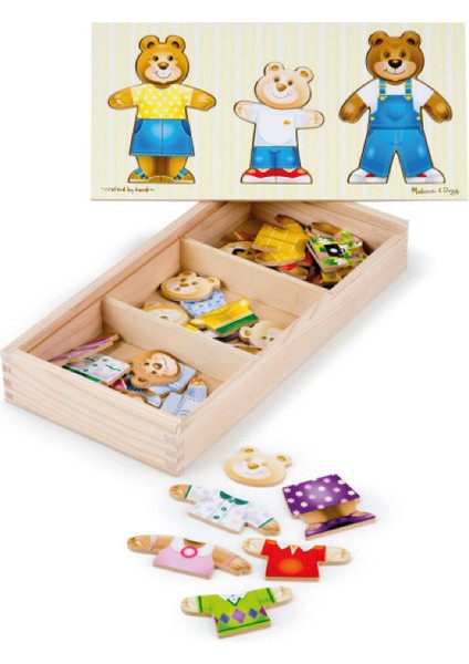 Melissa and Doug Ahşap Ayıcık Ailesi - Değiş Tokuş Giydirme Yapbozu - 45 Parça