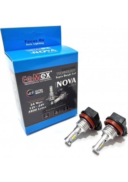 Nova H8 Buz Mavi Fansız LED Ampul 4800 Lumen