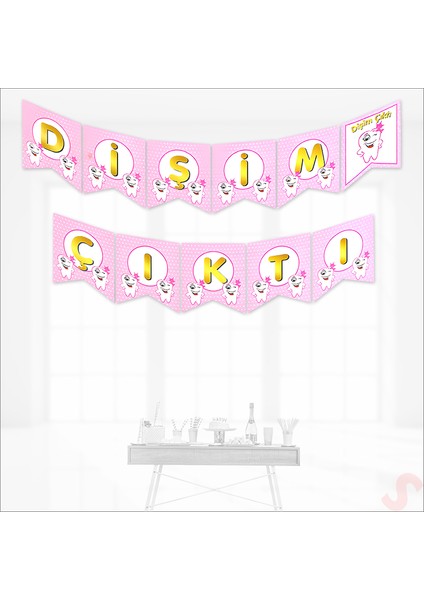 Dişim Çıktı Banner, 175 cm x 17 cm - Pembe