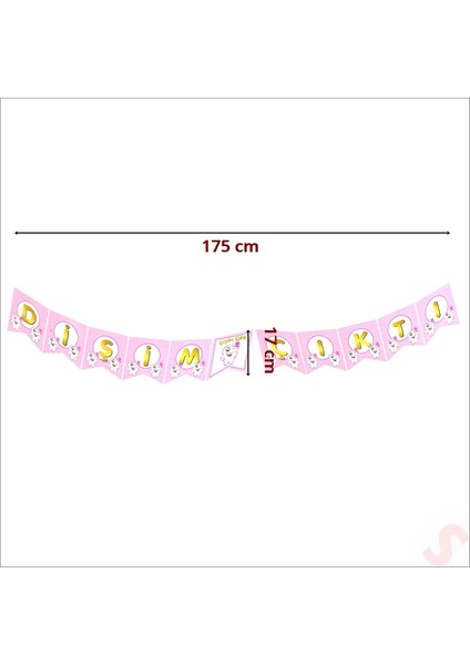 Dişim Çıktı Banner, 175 cm x 17 cm - Pembe fiyatları