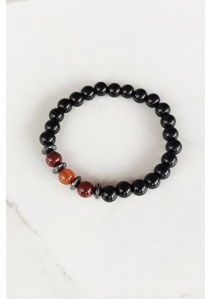 Kahverengi Detaylı Doğal Taş Boncuklu Bileklik