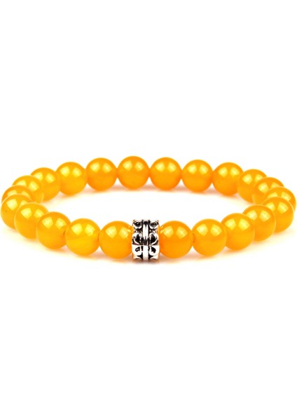 Sarı Akik Doğal Taş Bileklik 8 mm Küre Kesim