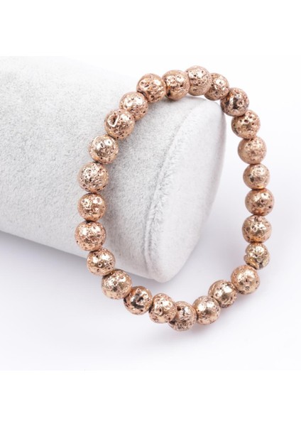 Lav Doğal Taş Rose Renkli Bileklik 8 mm Küre Kesim