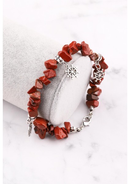 Red Jasper Doğal Taş Kırıktaş Bileklik
