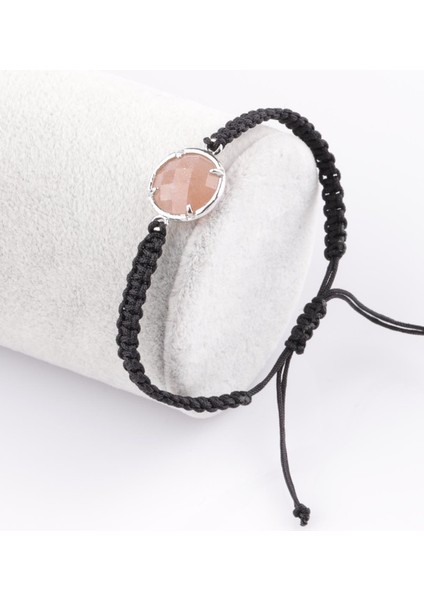 Ay Taşı Doğal Taş Makrome Örme Bileklik