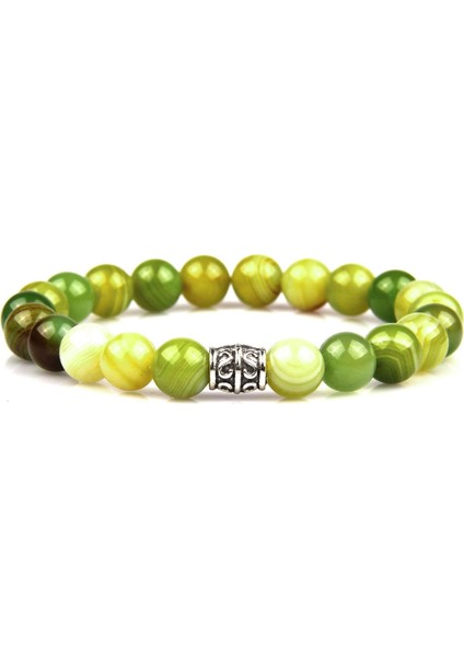 Madagaskar Akik Doğal Taş Bileklik - 8 mm Küre Kesim