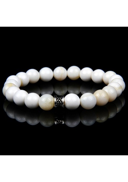 Shell Doğal Taş Bileklik 8 mm Küre Kesim