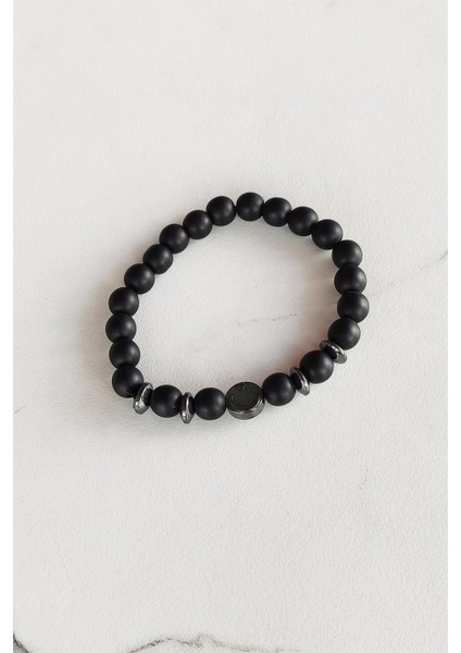 Siyah Renk Doğal Taş Boncuklu Bileklik