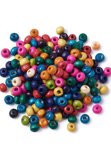 Karışık Renkli Ahşap Boncuk Orta Boy 8-9 mm 100 Gram