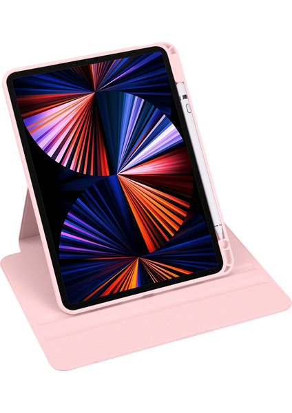 Apple iPad Pro 11 2021 3. Nesil Kalem Bölmeli Yatay ve Dikey Standlı Dönebilen Thermix Kapaklı Kılıf A2377/01 A2459/60 Seri