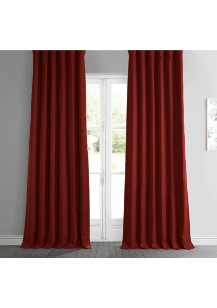 Taç Kiremit Keten Karartma Blackout Fon Perde, 1/2,5 Normal Pile, Tek Kanat, 90 x 240 cm