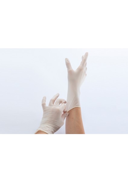 Platin Gloves Lateks Pudralı Beyaz Eldiven 100'LÜ Paket