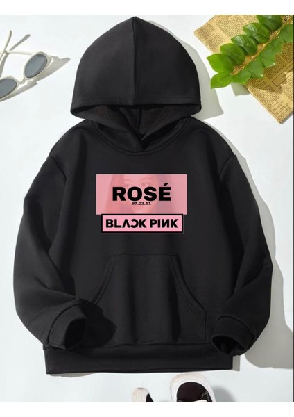 Siyah Blackpink Rose Hoodie