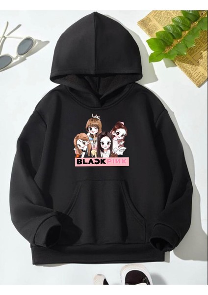 Siyah Blackpink Hayvanlı Hoodie