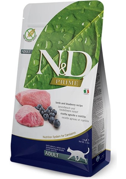 Nd Prime Tahılsız 1,5kg kedi Kuzu ve Yaban Mersinli Yetişkin Kedi Maması Lamb And Blueberry