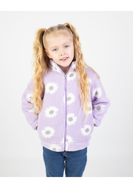 Kız Çocuk Peluş Kumaş Fermuarlı Kalın Mont