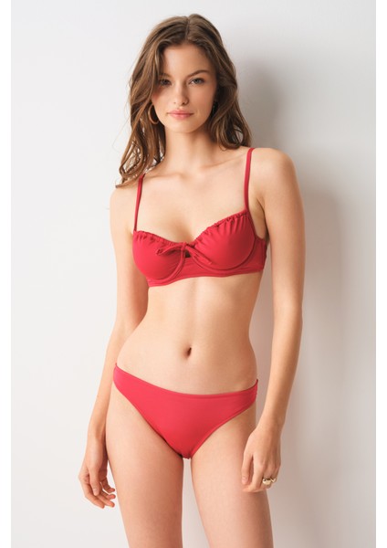 Gia Balenli Balkonet Bikini Tek Üst Kırmızı 239102