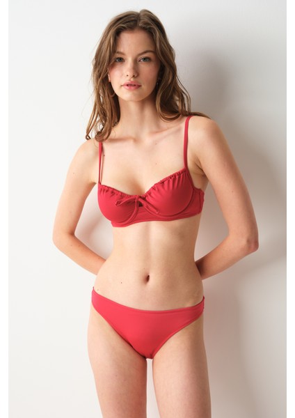 Gia Balenli Balkonet Bikini Tek Üst Kırmızı 239102