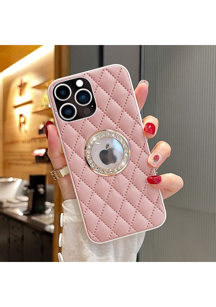 Apple iPhone 14 Pro Kılıf Zebana Diamond Deri Kılıf Rose Gold