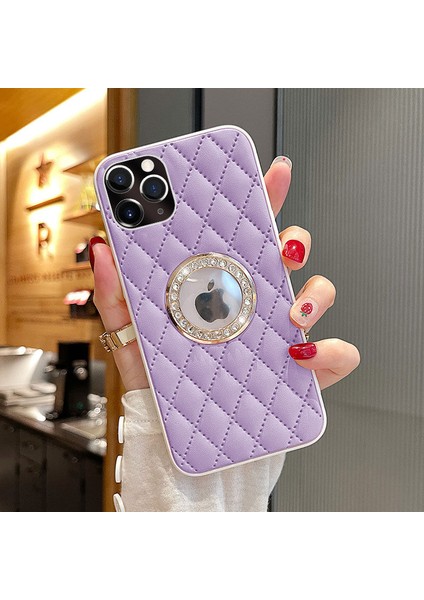 Apple iPhone 11 Pro Max Kılıf Zebana Diamond Deri Kılıf Lila