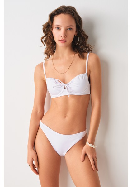 Gia Balenli Balkonet Bikini Tek Üst Beyaz 239102