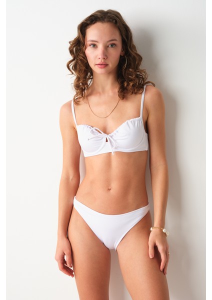 Gia Balenli Balkonet Bikini Tek Üst Beyaz 239102