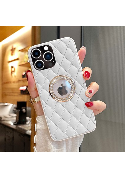 Apple iPhone 12 Pro Kılıf Zebana Diamond Deri Kılıf Beyaz