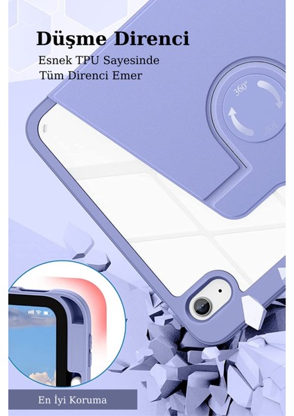 iPad Air 10.2 (8.nesil) Uyumlu 360° Dönebilen Standlı Pino Tablet Kılıfı