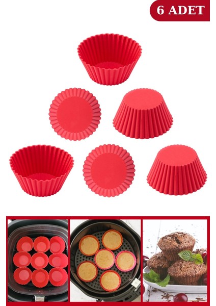 Airfryer Silikon Pişirme Kabı ve 6’lı Kek Muffin Kalıbı Set- Hava Fritözleriyle Uyumlu