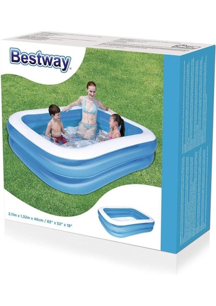 12819 - Jumbo Boy Dikdörtgen Şişme Aile Havuz Seti, Pompa +58319 Kapama ÖRTÜSÜ(211X132X46CM indirimleri