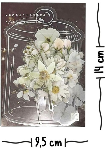 Retro Beyaz Renkli Çiçek Şeffaf Sticker - Scrapbook - Bullet Journal - Defter Süsleme-Çıkartma indirimleri