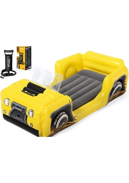 Pompalı- 4x4 Jeep Temalı, Şişme Çocuk Yatağı - 67714
