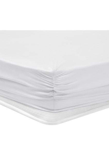 Bedding Maisy Bambu Saten Çift Kişilik xl Lastikli Çarşaf - Beyaz
