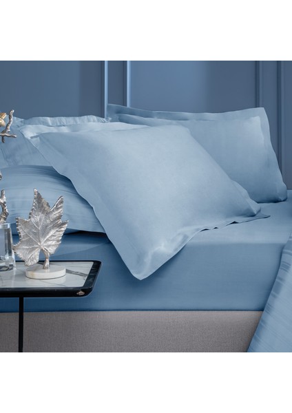 Bedding Maisy Bambu Saten Çift Kişilik Lastikli Çarşaf - Indigo