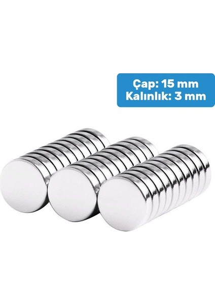 Neodyum Mıknatıs 15 x 3 mm 10'lu