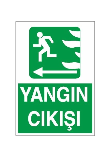 Iş Güvenliği Levhası - Yangı Çıkışı Sol Ok