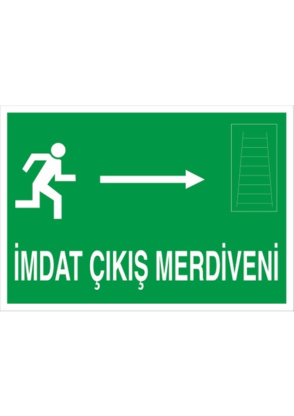 Iş Güvenliği Levhası - Imdat Çıkış Merdiveni Sağ Ok