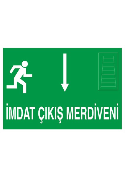 Iş Güvenliği Levhası - Imdat Çıkış Merdiveni Aşağı Ok