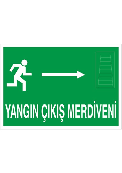 Iş Güvenliği Levhası - Yangın Çıkış Merdiveni Sağ Ok