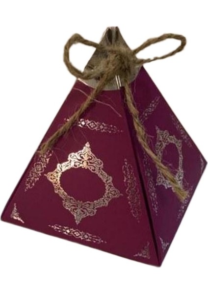 Karton Lokumluk Gümüş Saray Desenli Piramit Modeli 50'li Mor
