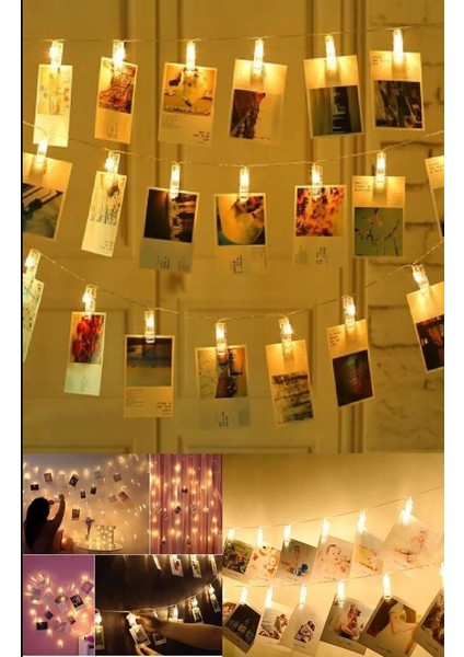 LED Işıklı Fotoğraf Mandalları 20 Adet