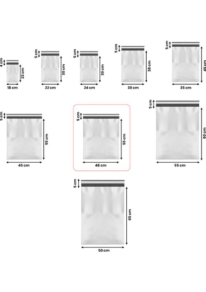 Baskısız Bantlı Kargo Poşeti - 48*55+5 - 100ADET
