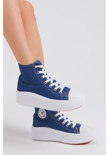 Kadın Lacivert Rahat Kalıp Kalın Tabanlı Uzun Spor Ayakkabı fiyatları