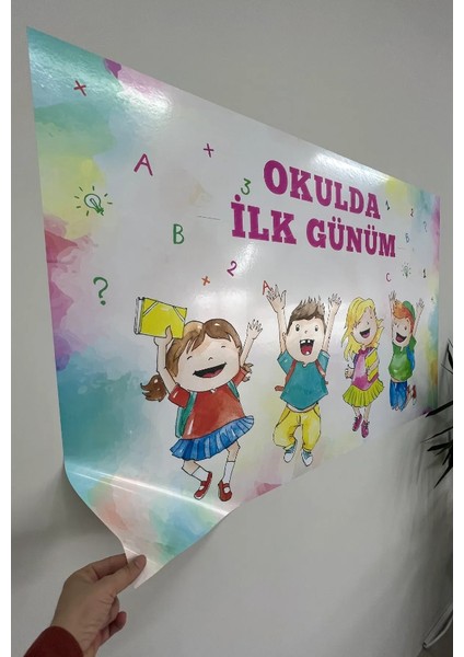 Akıllı Kağıt Çerçeve Görünümlü Tutunma Özellikli Okulda Ilk Günüm 100 - 150 cm