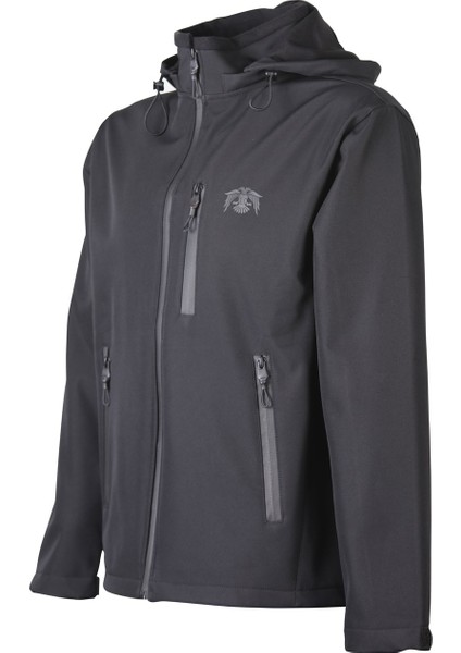 Siyah Kapüşonlu Softshell Mont