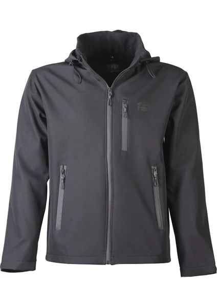 Huğlu Outdoor Siyah Kapüşonlu Softshell Mont